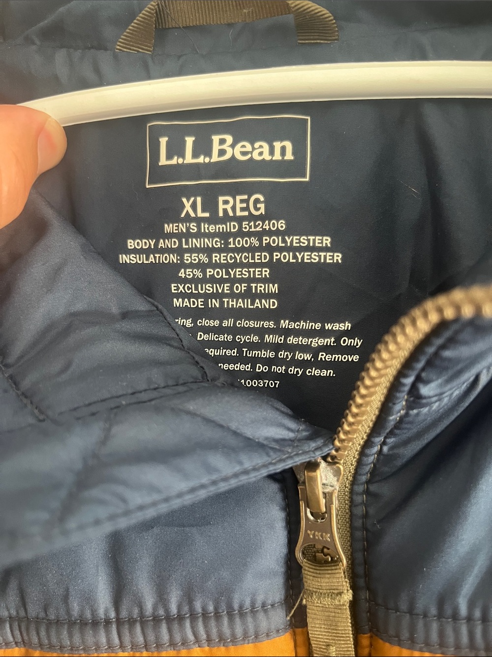 L.L. Bean Olive, Blue & Tan Colorblock Puffer Jacket - Picture 2 of 4